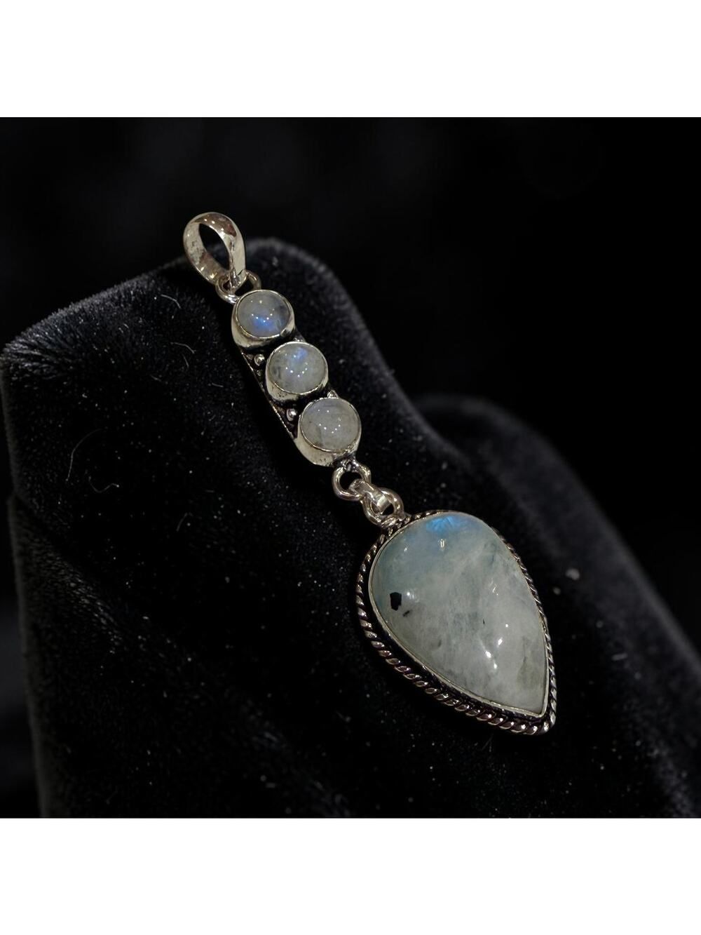 Rainbow Moonstone 925 Silver Plated Statement Pendant